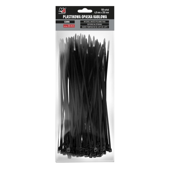 Moje Auto Kaablisidemed 4,8 x 180 mm, must, 100 tk