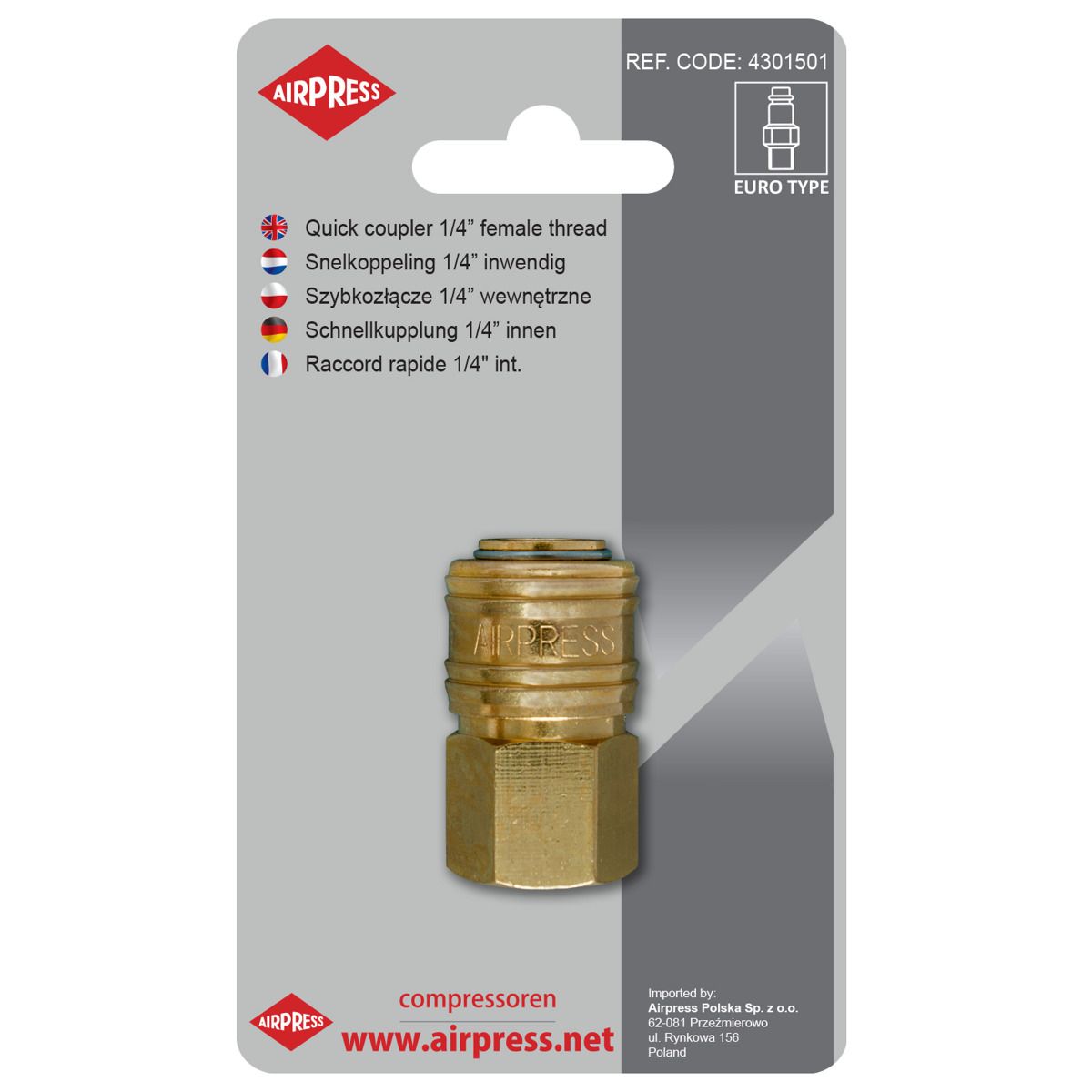 Airpress Kiirliitmik 1/4", sisekeere