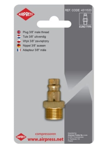 Airpress Kiirliitmiku nippel 3/8", väliskeere