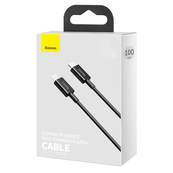 Baseus Laadimiskaabel USB-C - Lightning Superior, 20 W, PD, 1 m, must