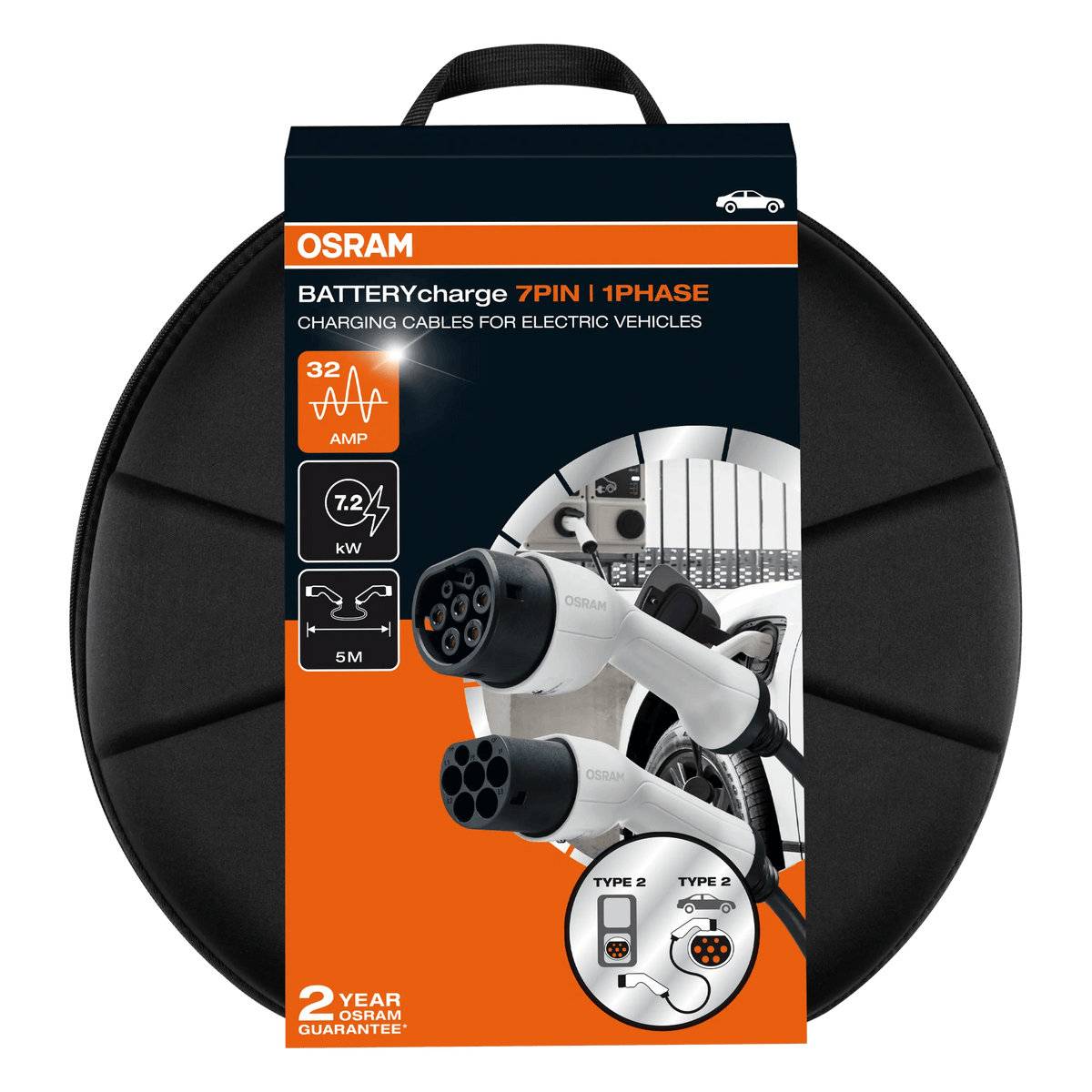 OSRAM BATTERYcharge Type 2 7PIN 1-faasiline 32 A laadimiskaabel