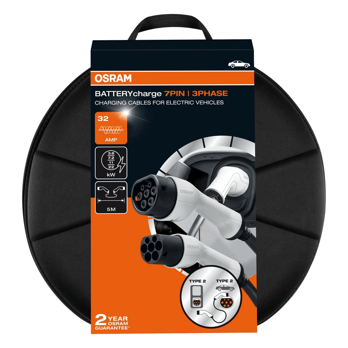 OSRAM BATTERYcharge Type 2 7PIN 3-faasiline 32 A laadimiskaabel