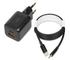 iBOX Võrgulaadija C-42 PD 33 W, USB A+C, kaabel USB-C - USB-C, must
