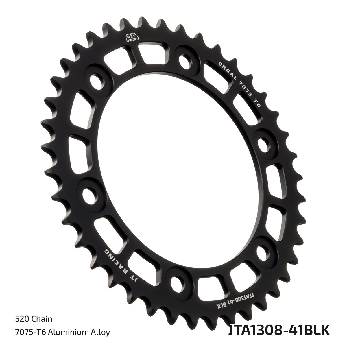 JT Sprockets Tagumine hammasratas JTA1308.41BLK, 41z, samm 520, RaceLite alumiinium, must
