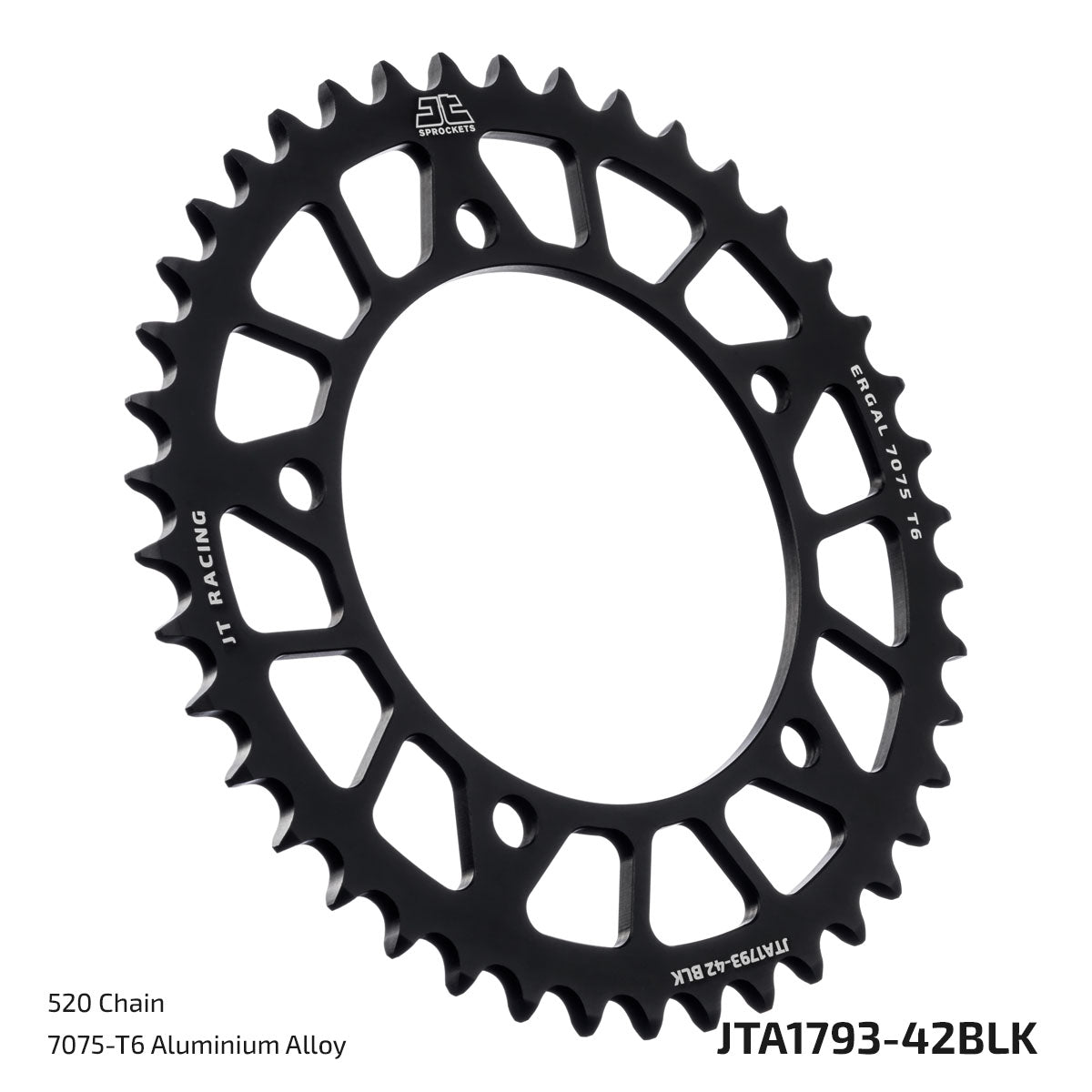JT Sprockets Tagumine hammasratas JTA1793.42BLK, 42z, samm 520, RaceLite alumiinium, must
