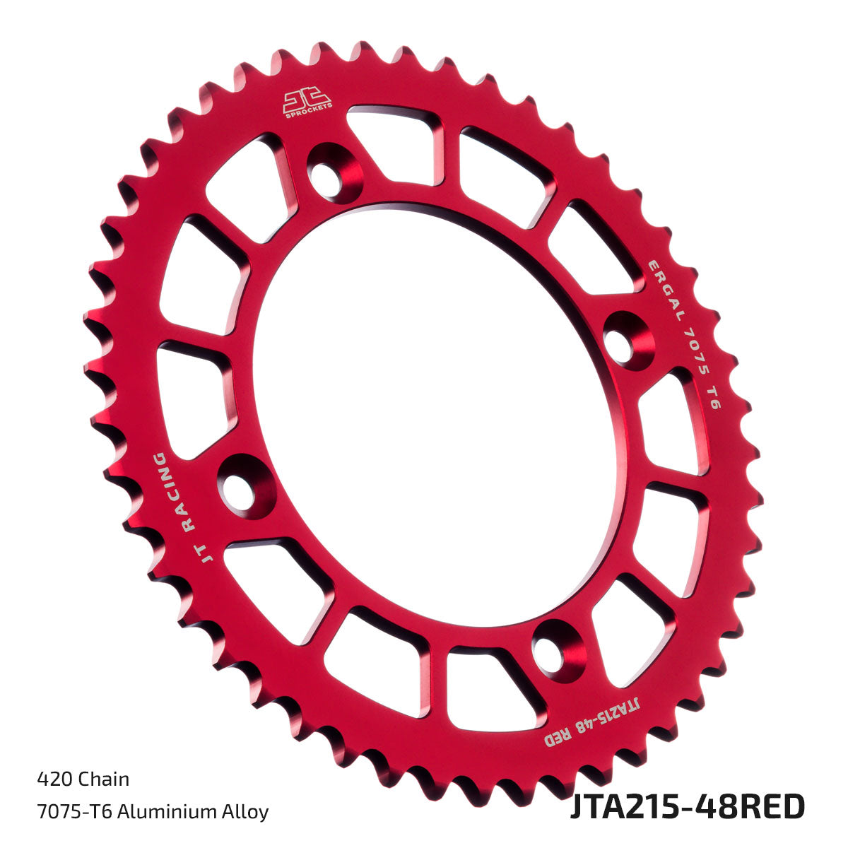 JT Sprockets Tagumine hammasratas JTA215.48RED, 48z, samm 420, RaceLite alumiinium, punane