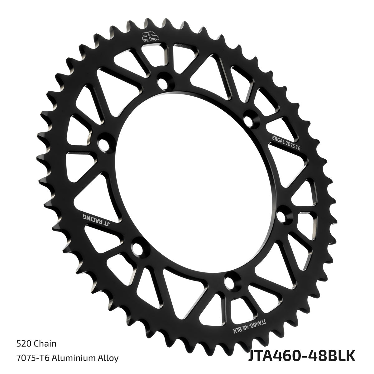 JT Sprockets Tagumine hammasratas JTA460.48BLK, 48z, samm 520, RaceLite alumiinium, must