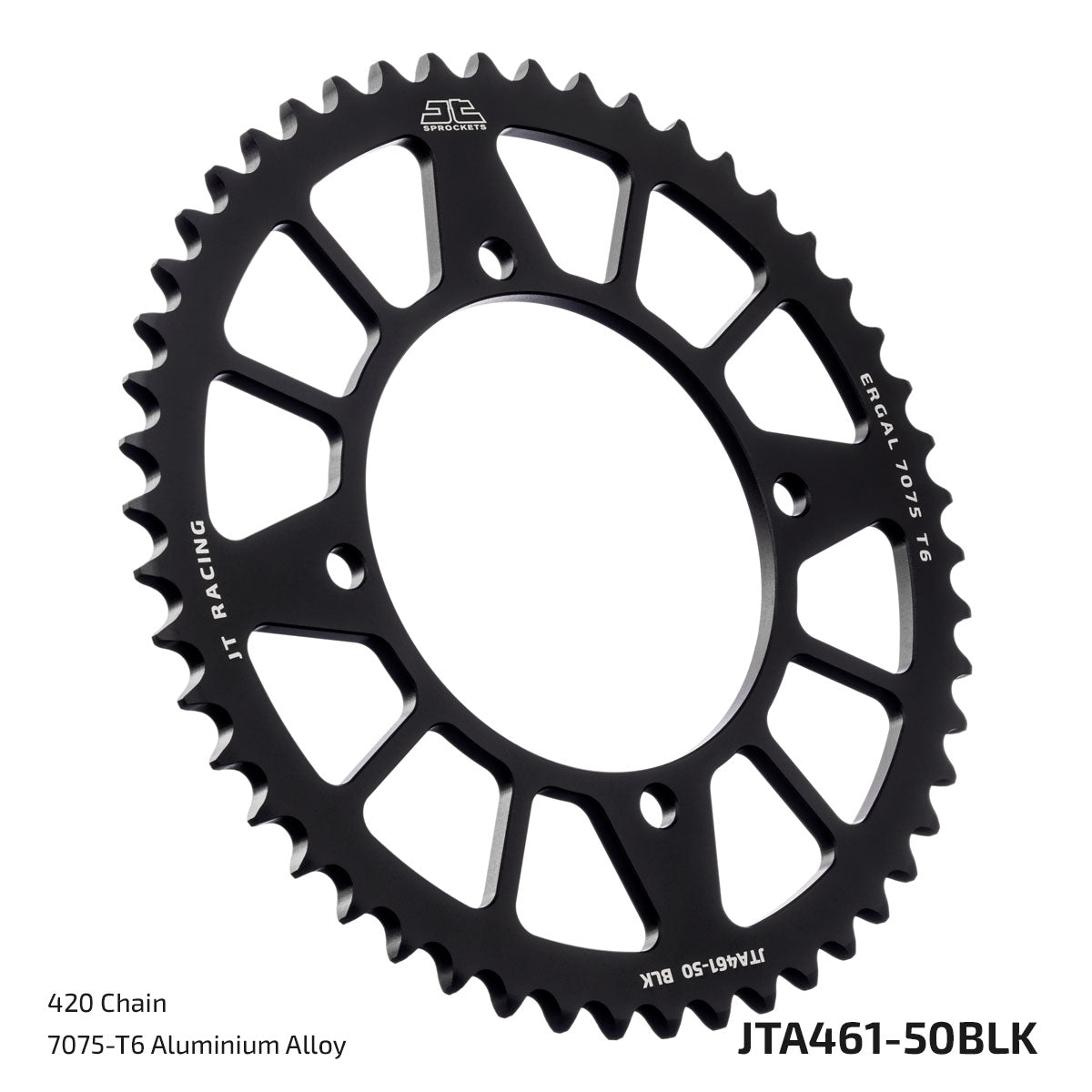 JT Sprockets Tagumine hammasratas JTA461.50BLK, 50z, samm 420, RaceLite alumiinium, must