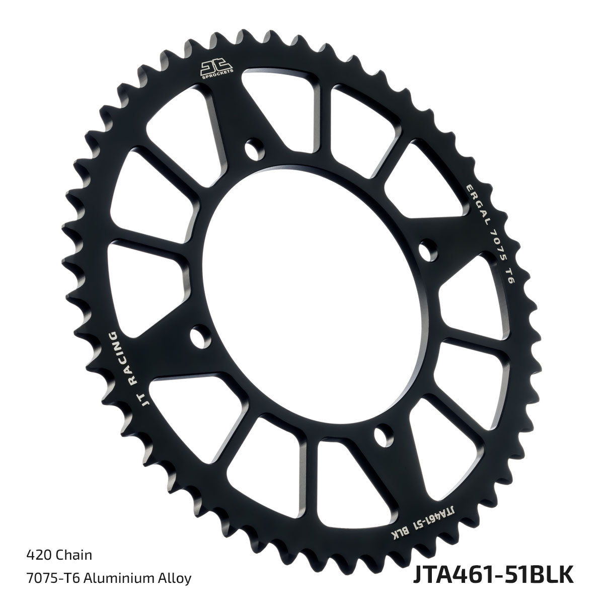 JT Sprockets Tagumine hammasratas JTA461.51BLK, 51z, samm 420, RaceLite alumiinium, must