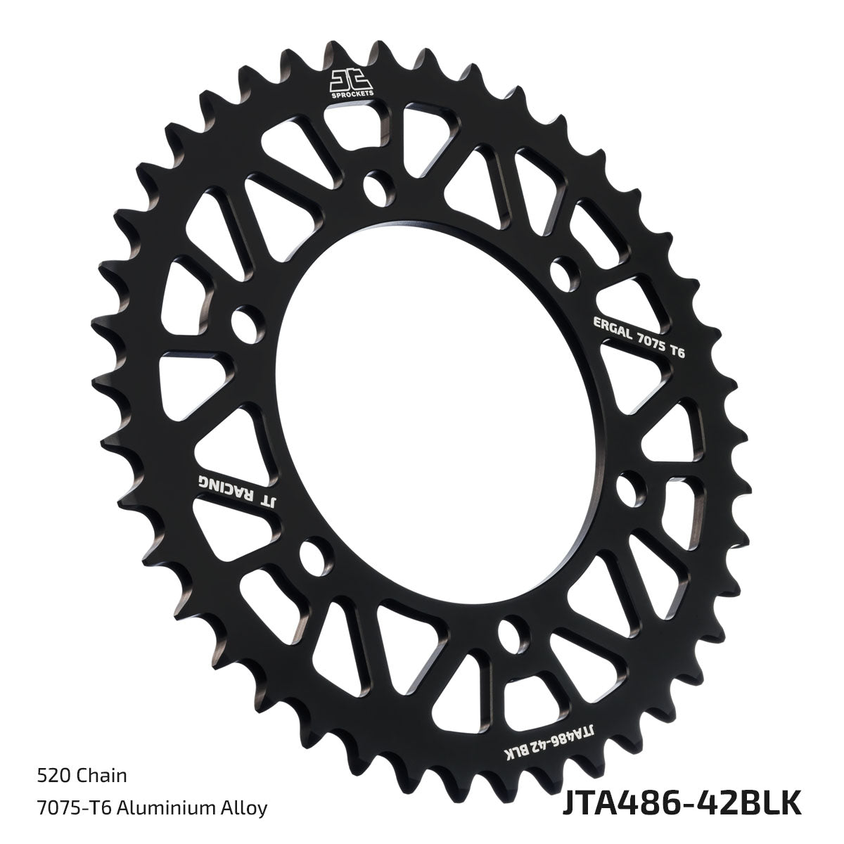 JT Sprockets Tagumine hammasratas JTA486.42BLK, 42z, samm 520, RaceLite alumiinium, must