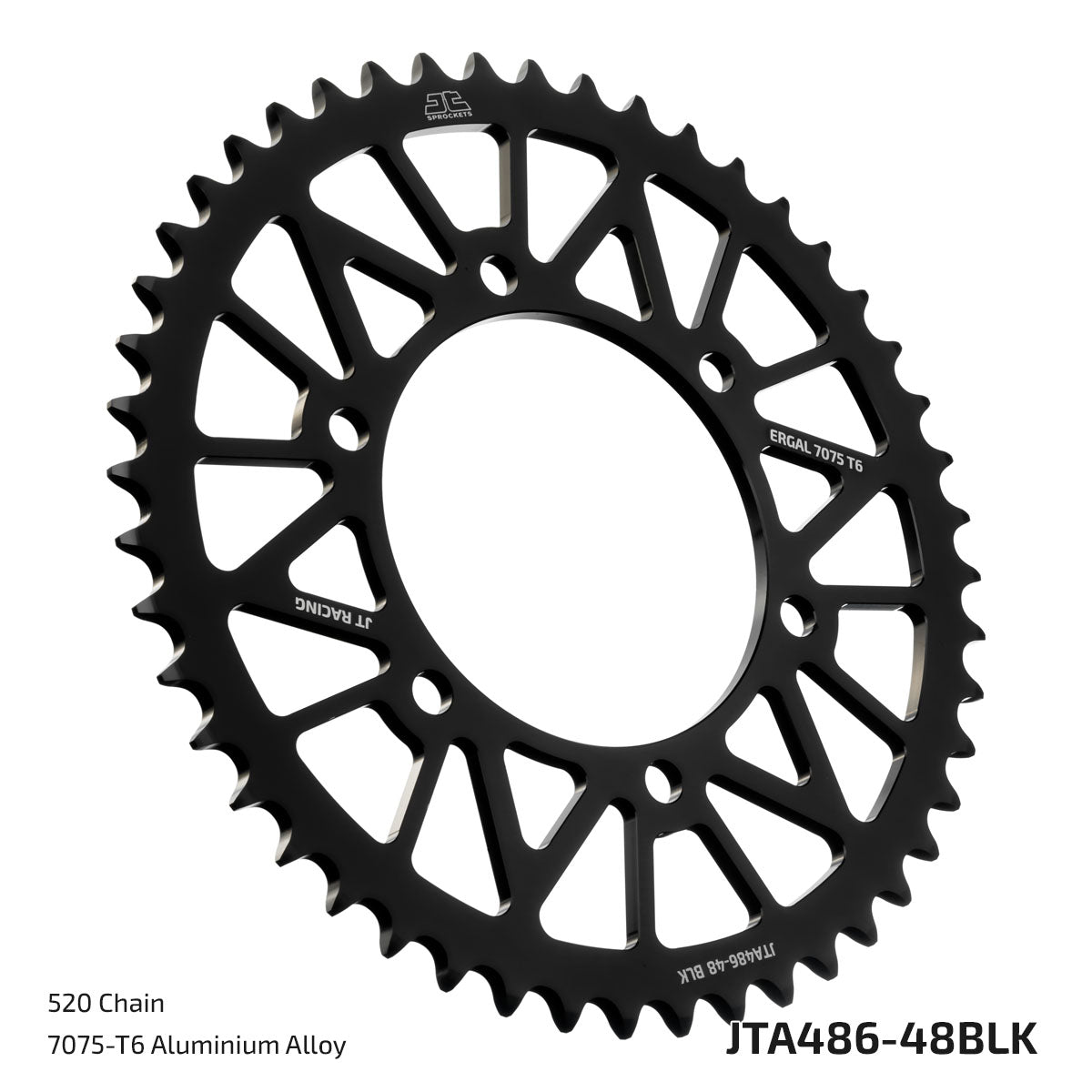 JT Sprockets Tagumine hammasratas JTA486.48BLK, 48z, samm 520, RaceLite alumiinium, must