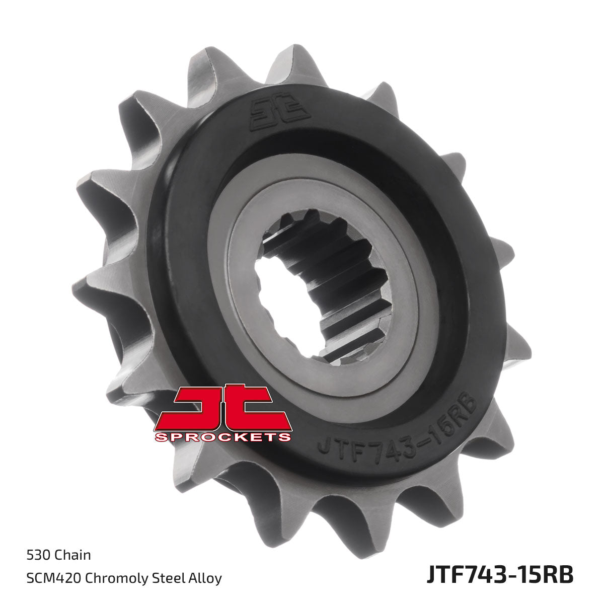 JT Sprockets Eesmine hammasratas JTF743.15RB, 15z, samm 530, kummisummutiga