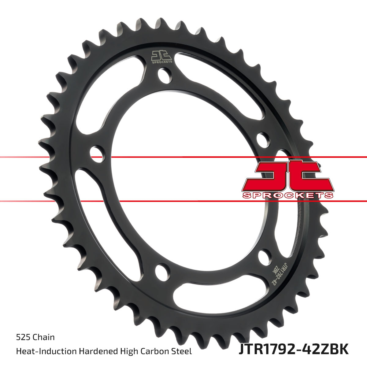 JT Sprockets Tagumine hammasratas JTR1792.42ZBK, 42z, samm 525, must tsinkkate