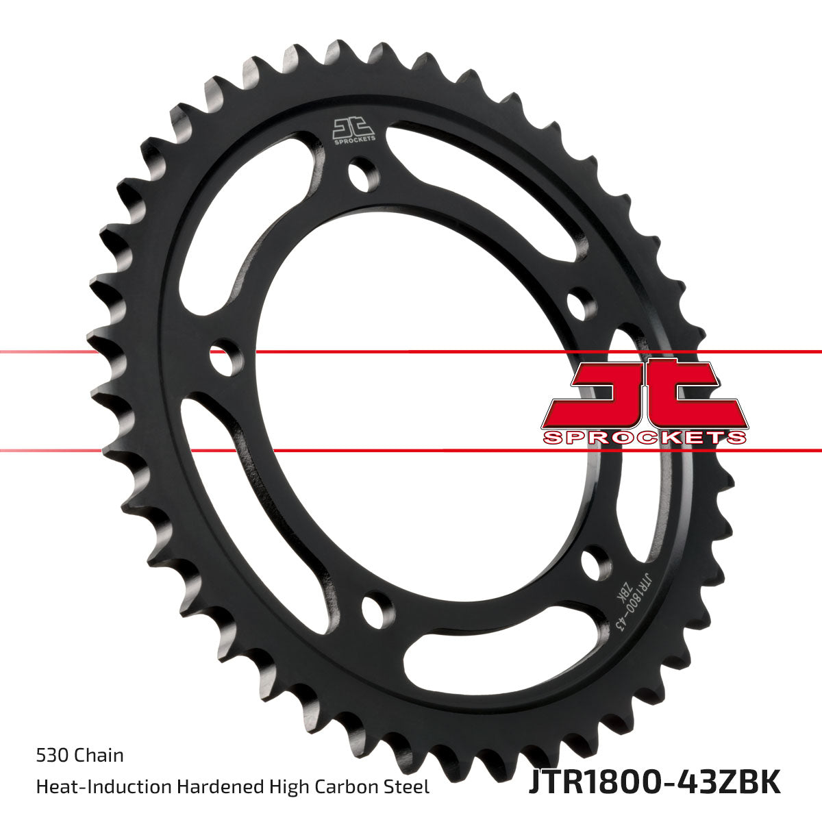 JT Sprockets Tagumine hammasratas JTR1800.43ZBK, 43z, samm 530, must tsinkkate