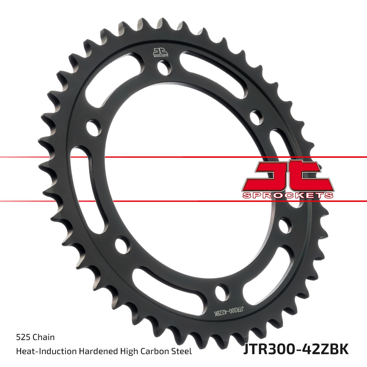 JT Sprockets Tagumine hammasratas JTR300.42ZBK, 42z, samm 525, must tsinkkate