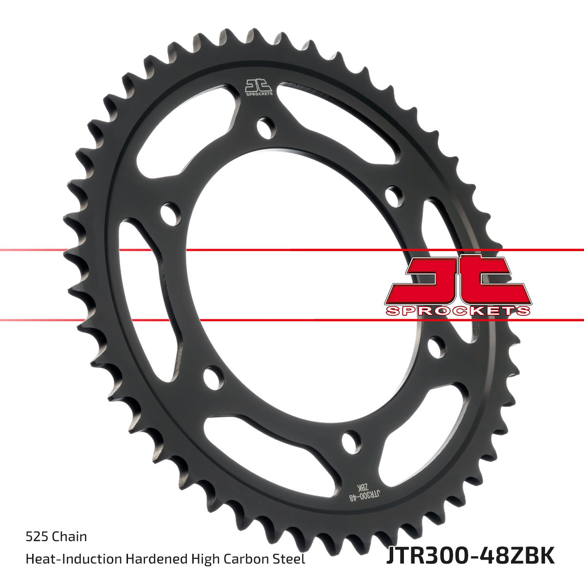 JT Sprockets Tagumine hammasratas JTR300.48ZBK, 48z, samm 525, must tsinkkate
