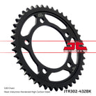 JT Sprockets Tagumine hammasratas JTR302.43ZBK, 43z, samm 530, must tsinkkate