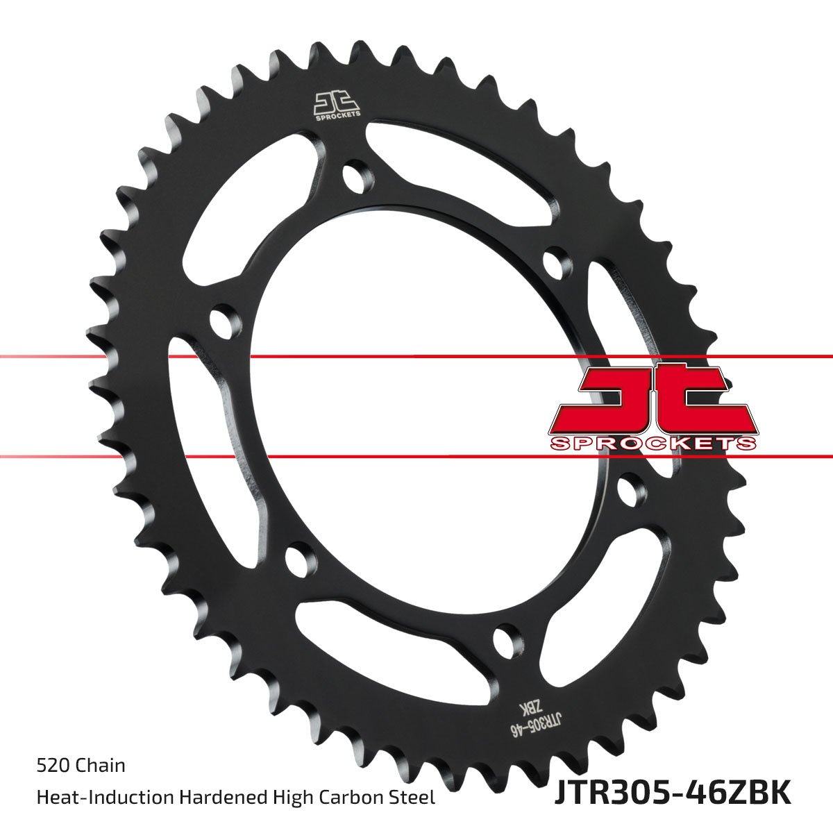 JT Sprockets Tagumine hammasratas JTR305.46ZBK, 46z, samm 520, must tsinkkate