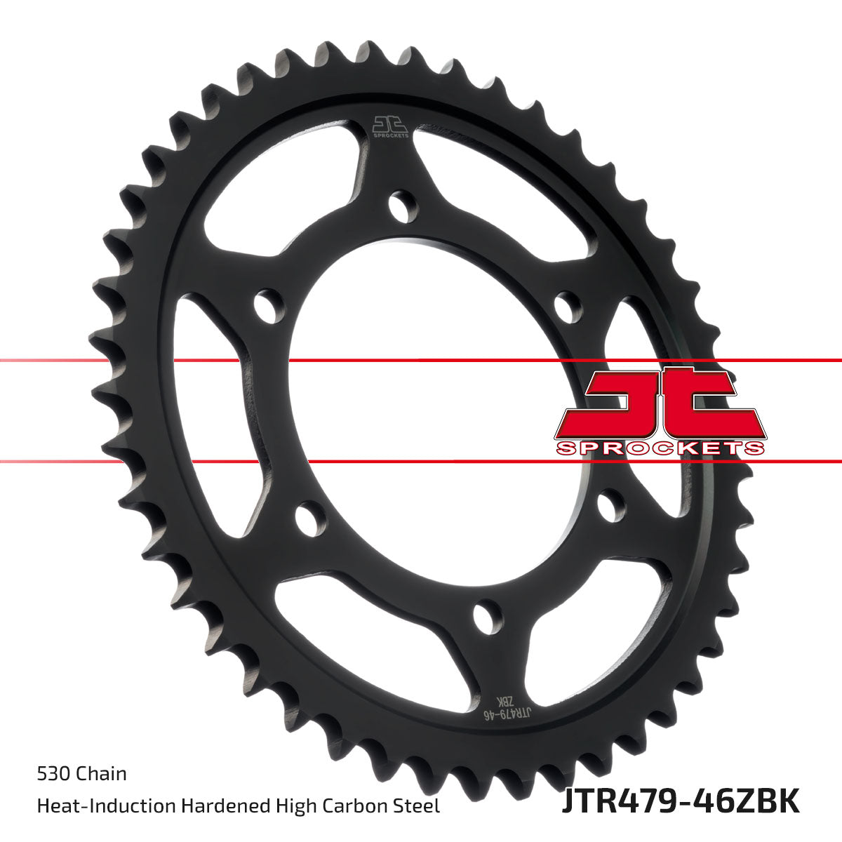 JT Sprockets Tagumine hammasratas JTR479.46ZBK, 46z, samm 530, must tsinkkate
