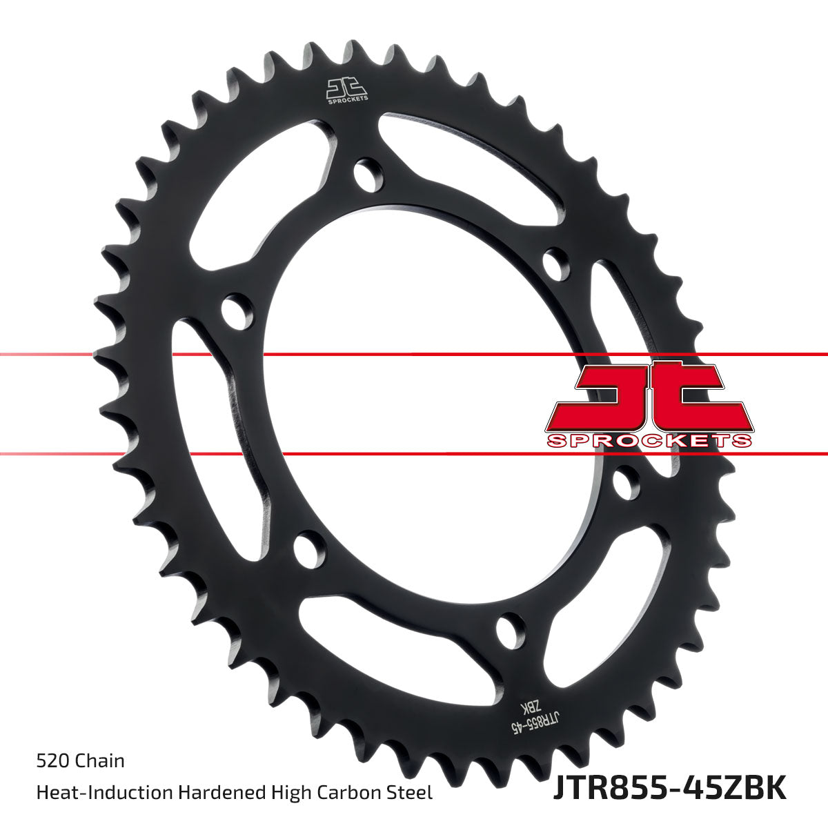 JT Sprockets Tagumine hammasratas JTR855.45ZBK, 45z, samm 520, must tsinkkate
