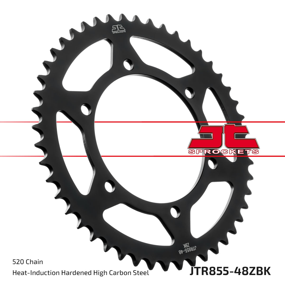 JT Sprockets Tagumine hammasratas JTR855.48ZBK, 48z, samm 520, must tsinkkate