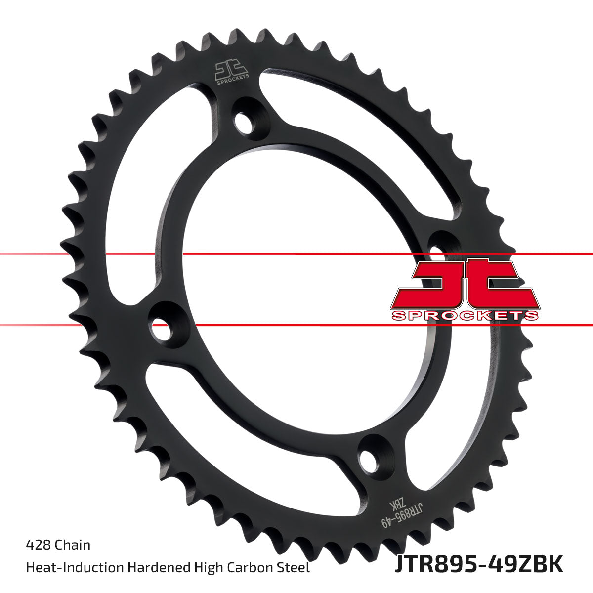 JT Sprockets Tagumine hammasratas JTR895.49ZBK, 49z, samm 428, must tsinkkate