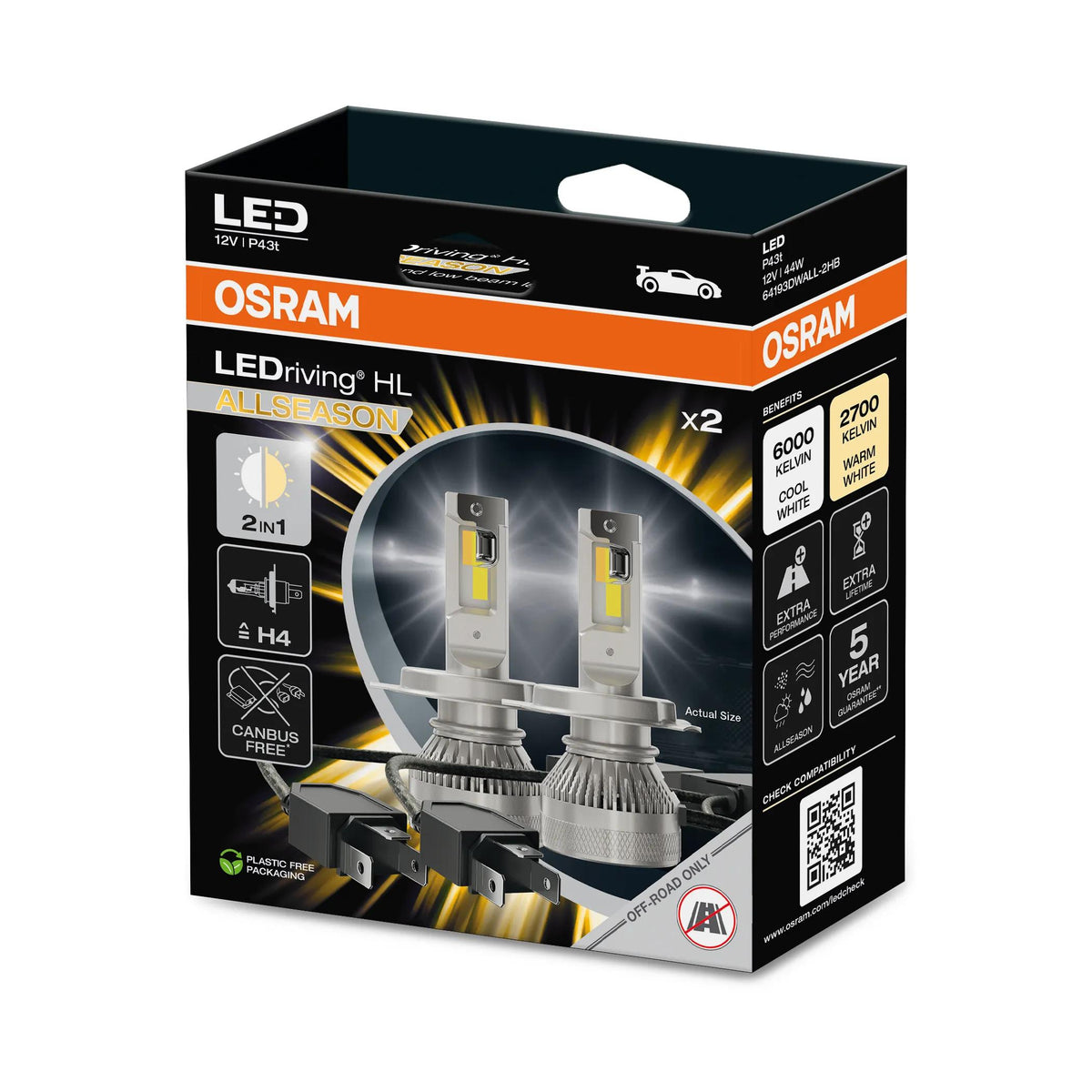 OSRAM LEDriving HL ALLSEASON H4 12 V 44 W LED-pirn