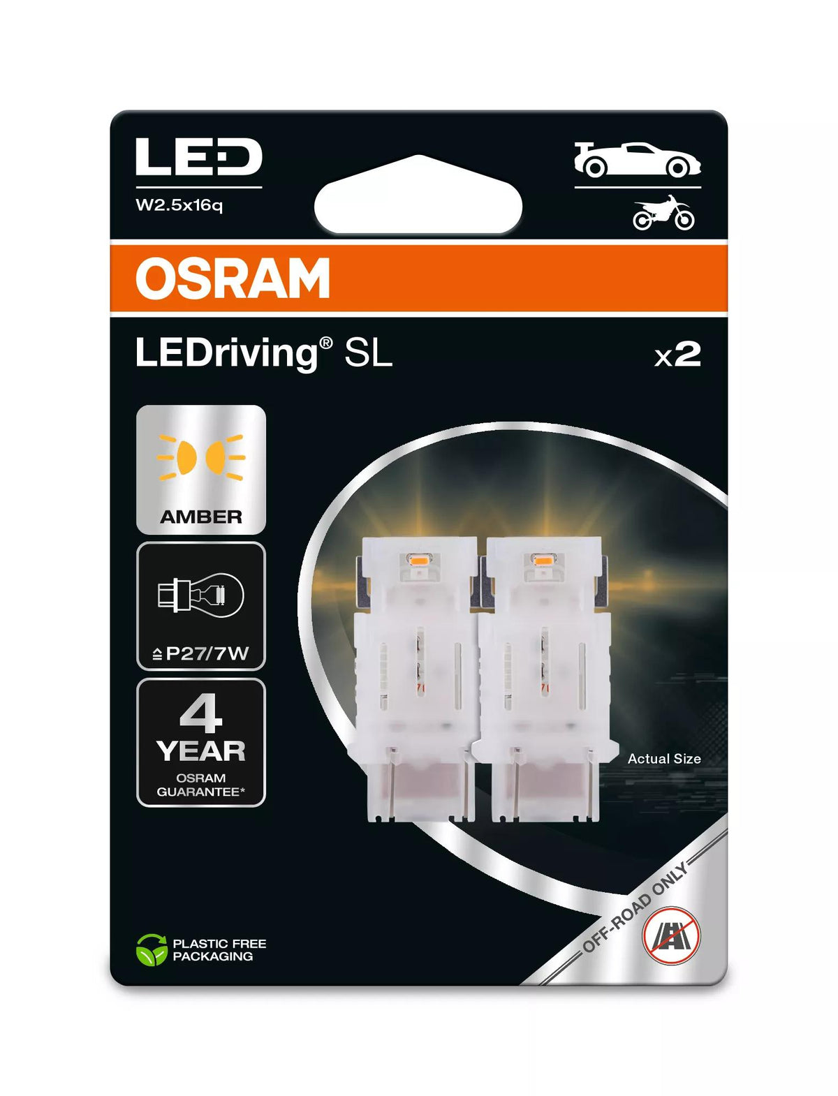 OSRAM LEDriving SL P27/7W YELLOW 12 V 1 W LED-signaalpirn