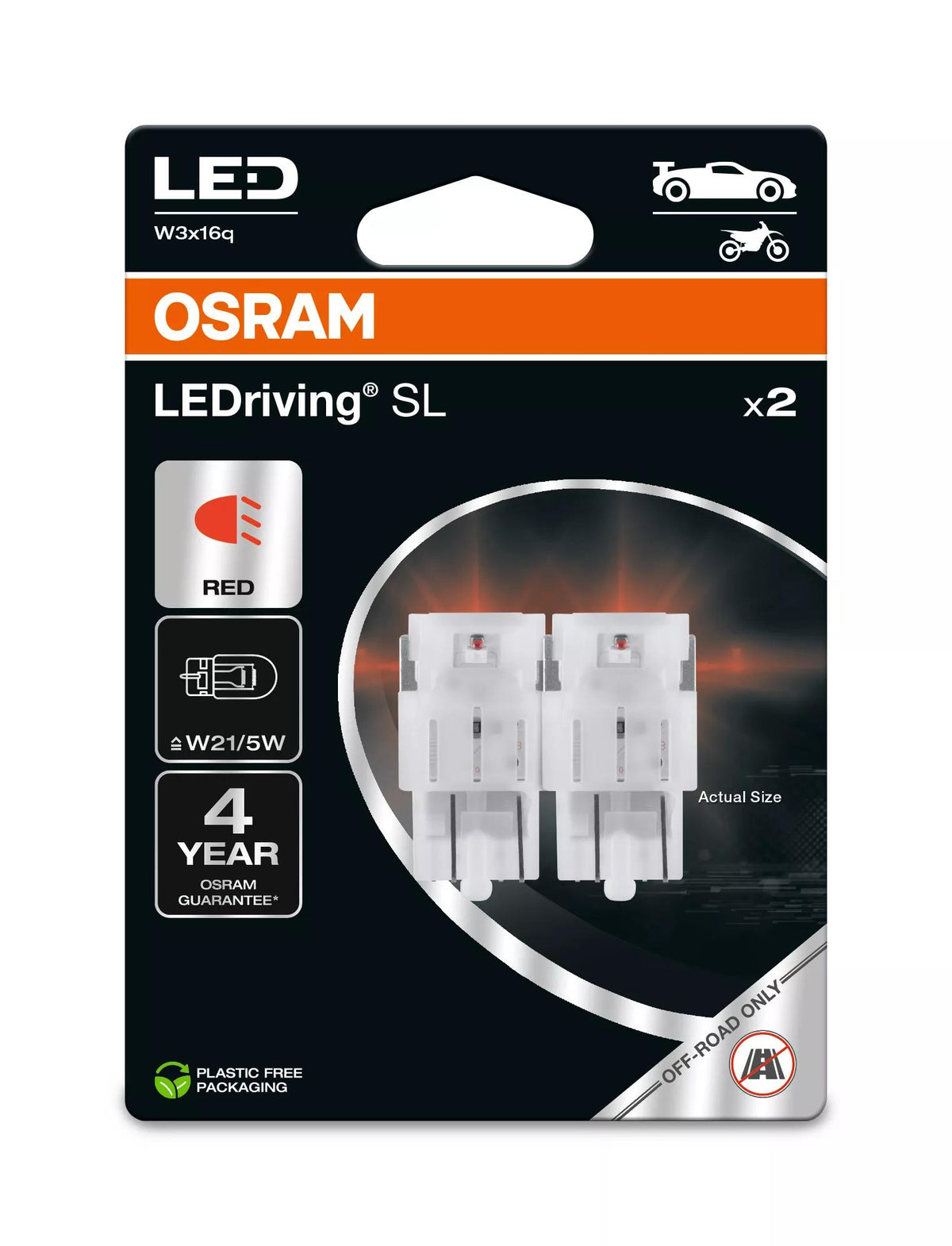 OSRAM LEDriving SL W21W/5W RED 12 V 1 W LED-signaalpirn