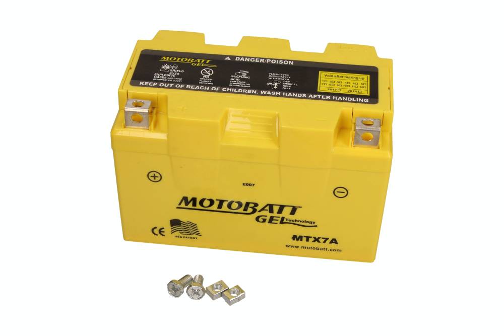 Motobatt Mootorratta aku 12V 7Ah 110A, plusspool vasakul