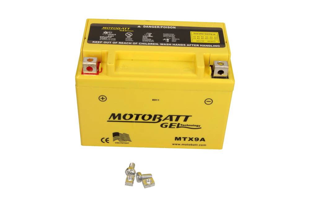Motobatt Mootorratta aku 12V 9Ah 140A, plusspool vasakul