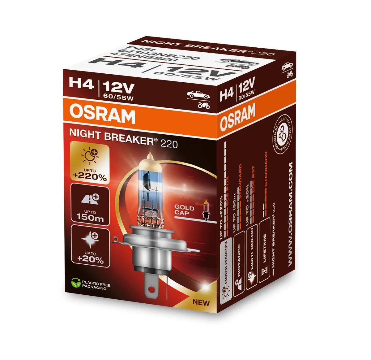 OSRAM NIGHT BREAKER 220 H4 12 V 60/55 W halogeenpirn