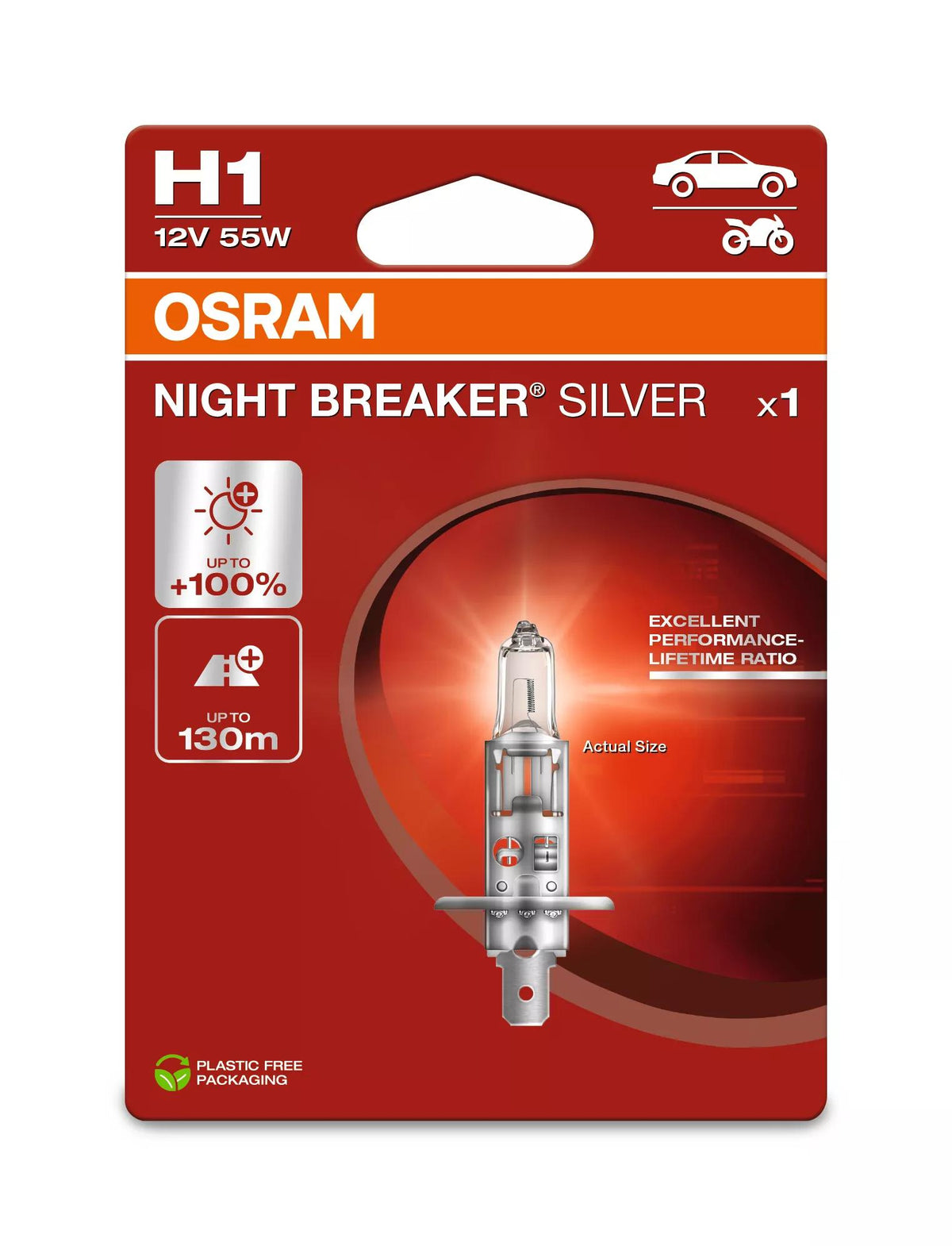 OSRAM NIGHT BREAKER SILVER H1 12 V 55 W halogeenpirn