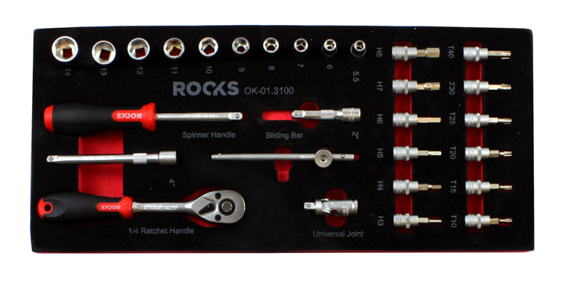 ROOKS Tööriistakomplekt 1/4″ 28 osa