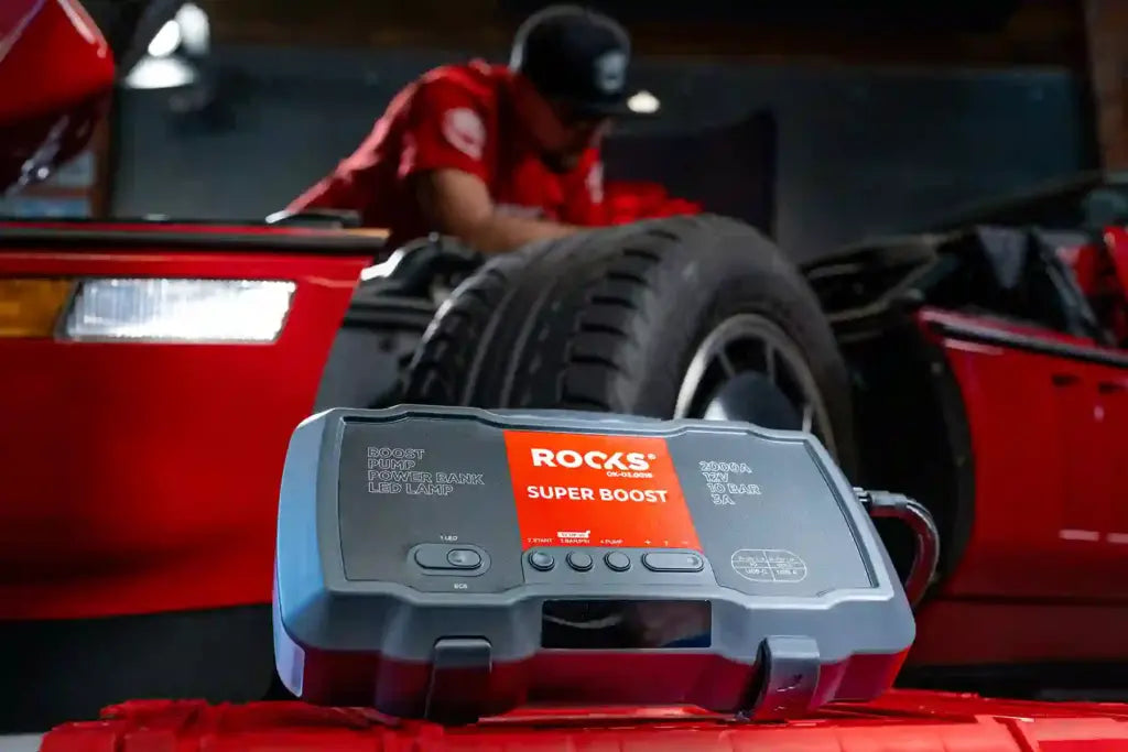 ROOKS Booster käivitusseade kompressoriga 12V 1000/2000 A 10 BAR 55,5 Wh