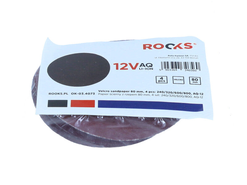 ROOKS 12 V takjakinnitusega lihvpaber 75 mm 3 tk: 240/320/600