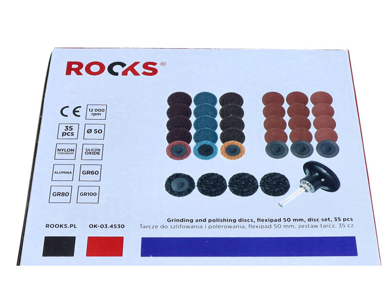 ROOKS Lihv- ja poleerimisketaste komplekt flexipad 50 mm 35 osa