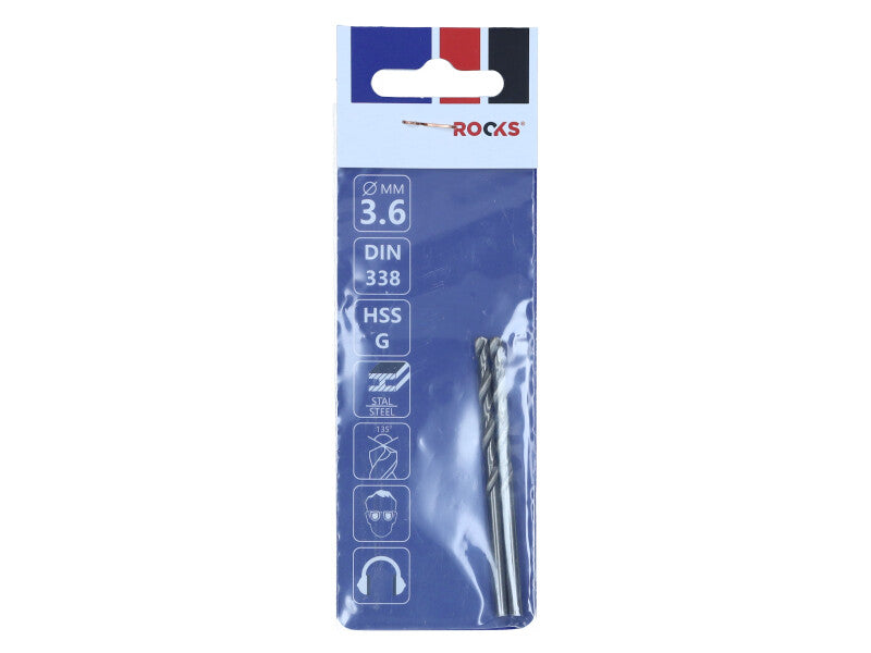 ROOKS Metallipuur PRO ∅ 3,6 mm HSS G 900 N/mm2 DIN 338, 2 tk