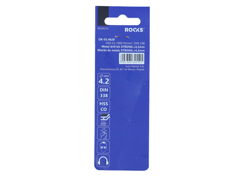 ROOKS Metallipuur STRONG ∅ 4,2 mm HSS Co 1000 N/mm2 DIN 338