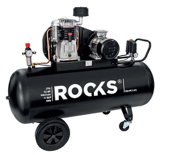 ROOKS Kolbkompressor – kaheastmeline 270 l 5,5 hj 640 l/min 11 bar 400 V
