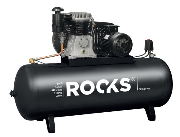 ROOKS Kolbkompressor kaheastmeline 500 l 7,5 hj 840 l/min 11 bar 400 V