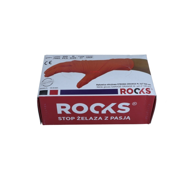 ROOKS Nitriilkindad STRONG ORANGE M, kompl. 50 tk