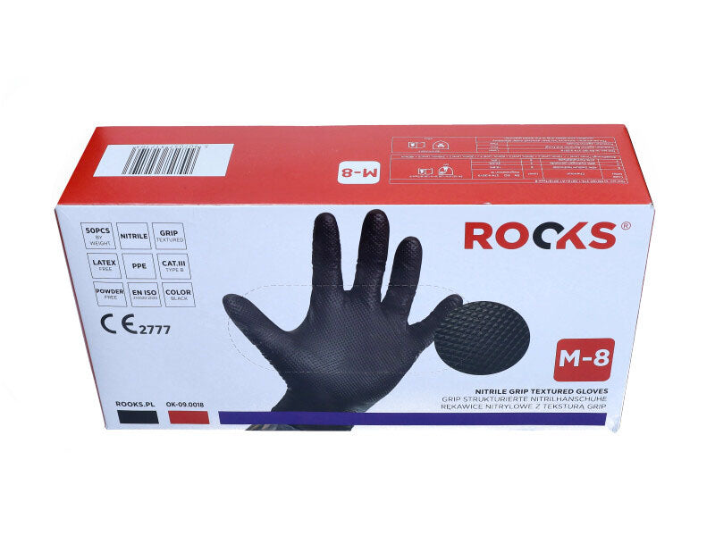 ROOKS Nitriilkindad M GRIP STRONG, mustad, 50 tk