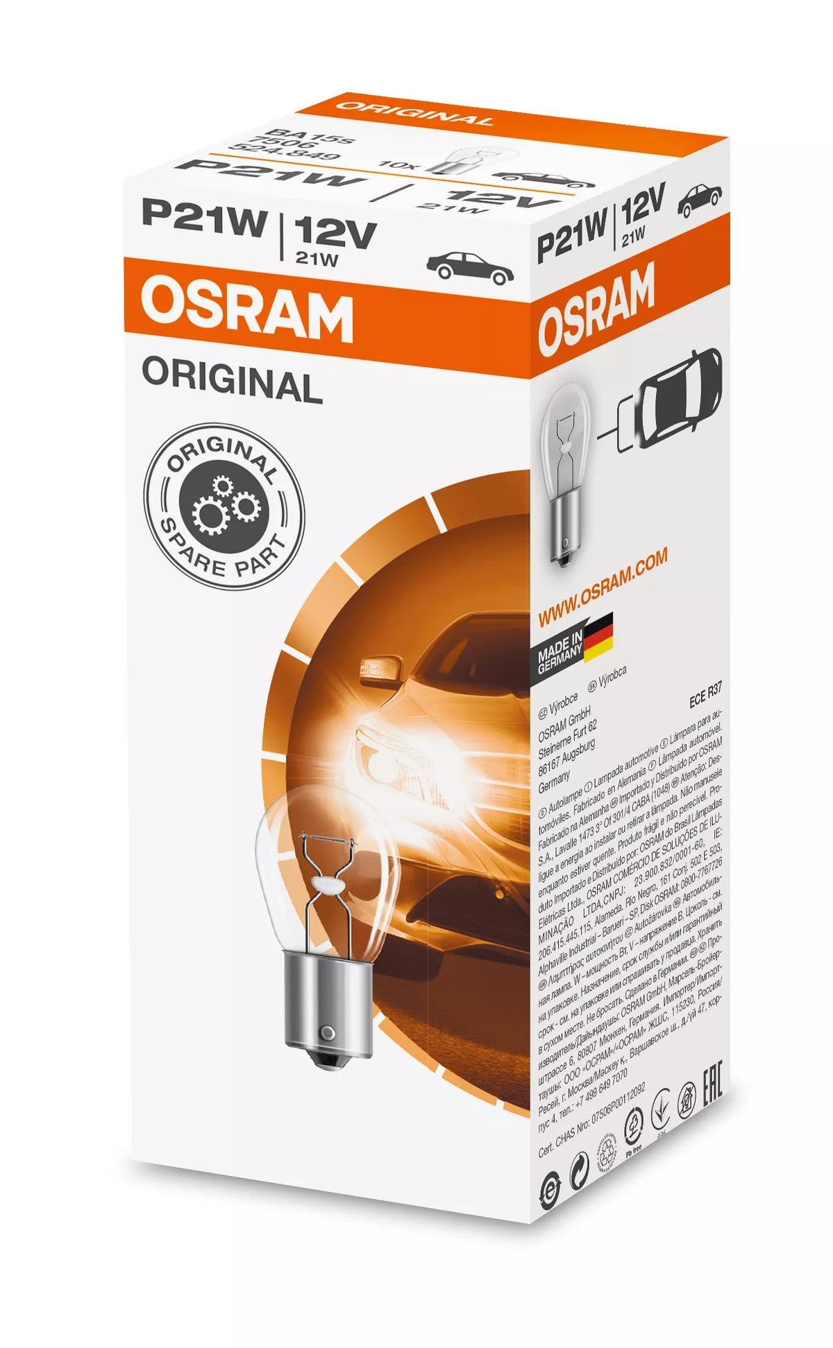 OSRAM ORIGINAL P21W 12 V 21 W signaalpirn