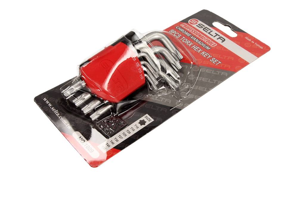 SELTA Torx Security võtmete komplekt hoidikus, 9 osa, TS10-TS50