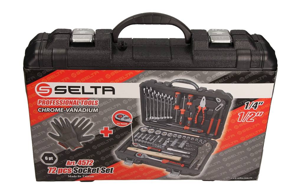 SELTA Tööriistakomplekt 1/4 ja 1/2, 72 osa