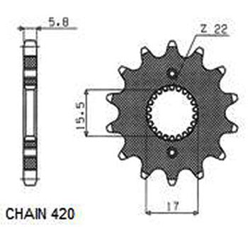 Sunstar Eesmine hammasratas SUNF107-15, 15z, samm 420
