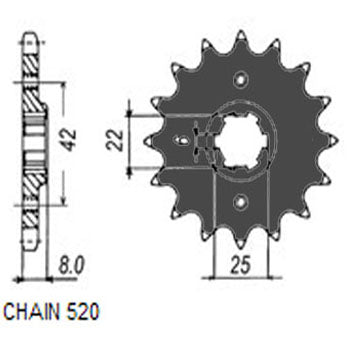 Sunstar Eesmine hammasratas SUNF320-15, 15z, samm 520