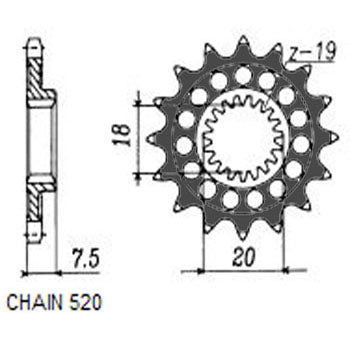 Sunstar Eesmine hammasratas SUNF344-14, 14z, samm 520