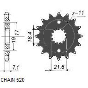 Sunstar Eesmine hammasratas SUNF361-13, 13z, samm 520